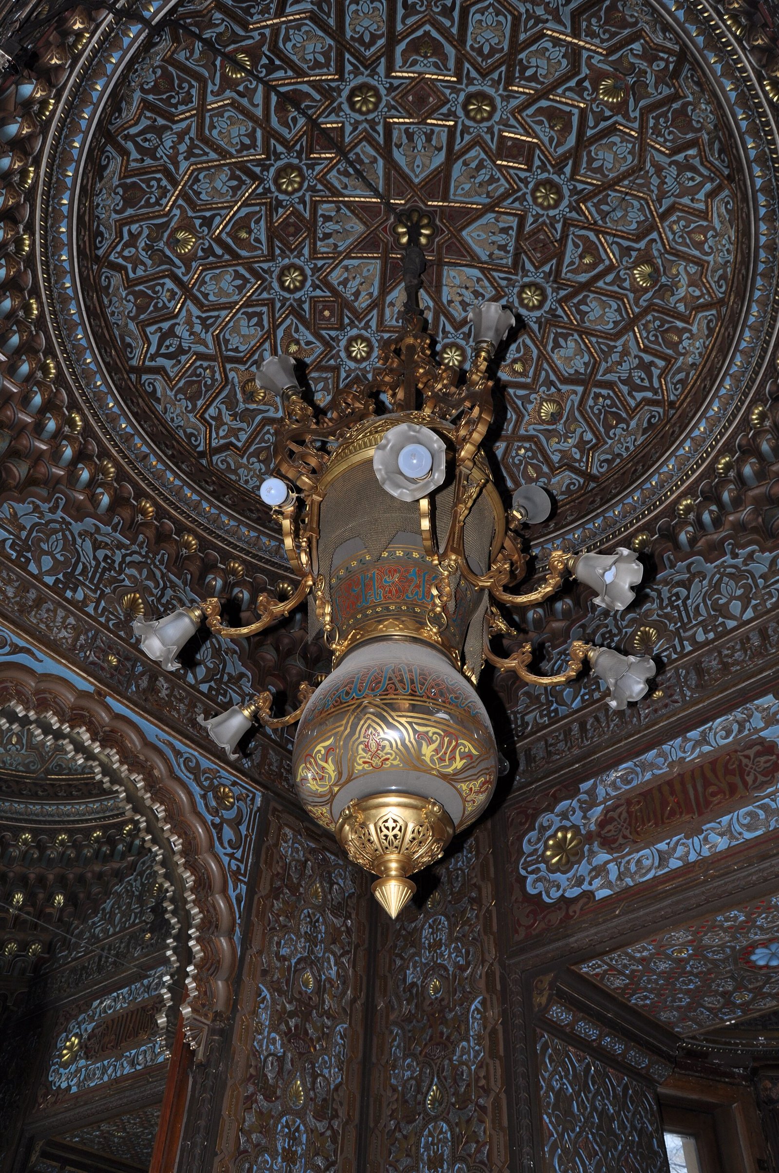 The ceiling of the Moorish-style smoking room