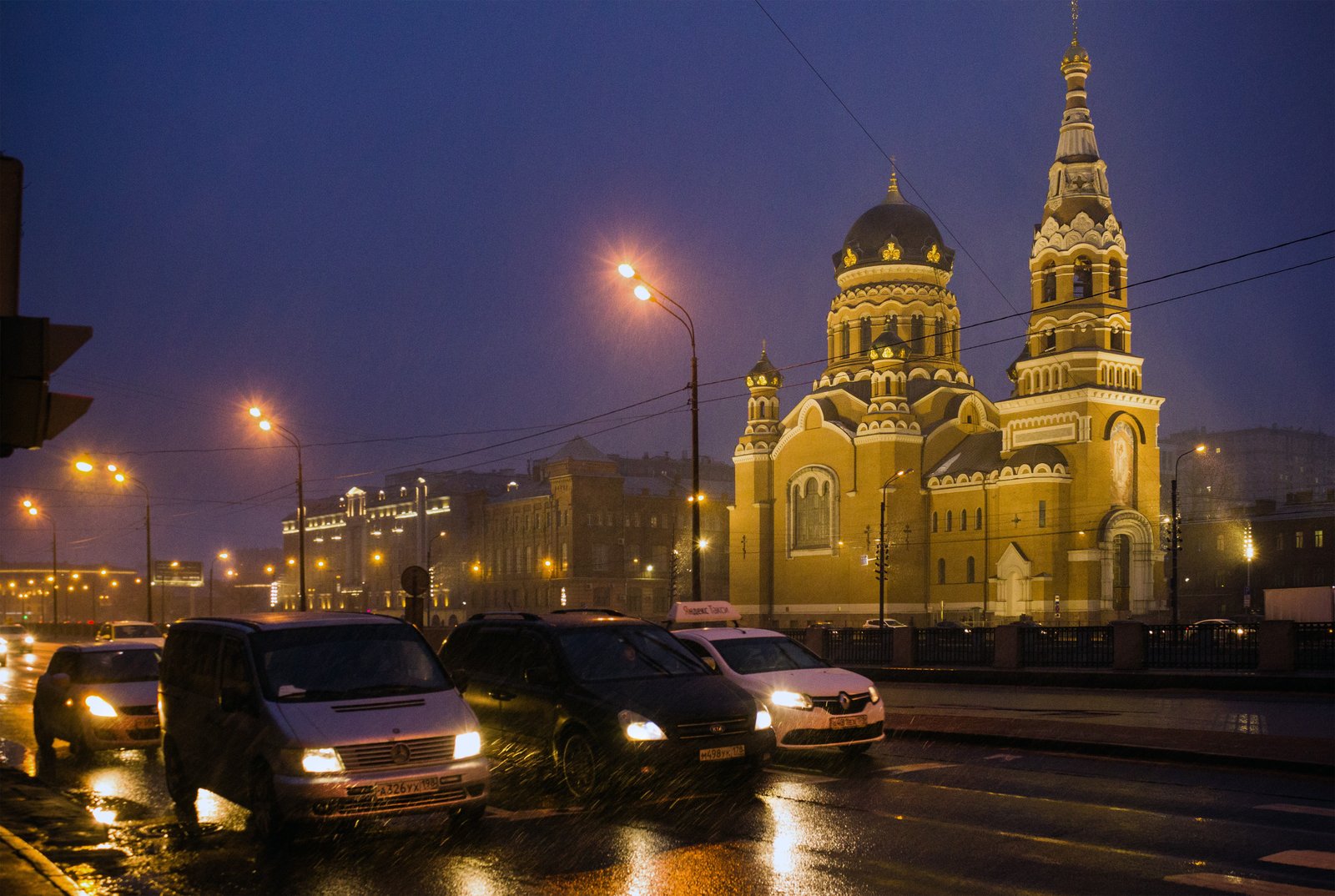 The Church of the Resurrection by the Warsaw Station in the evening
