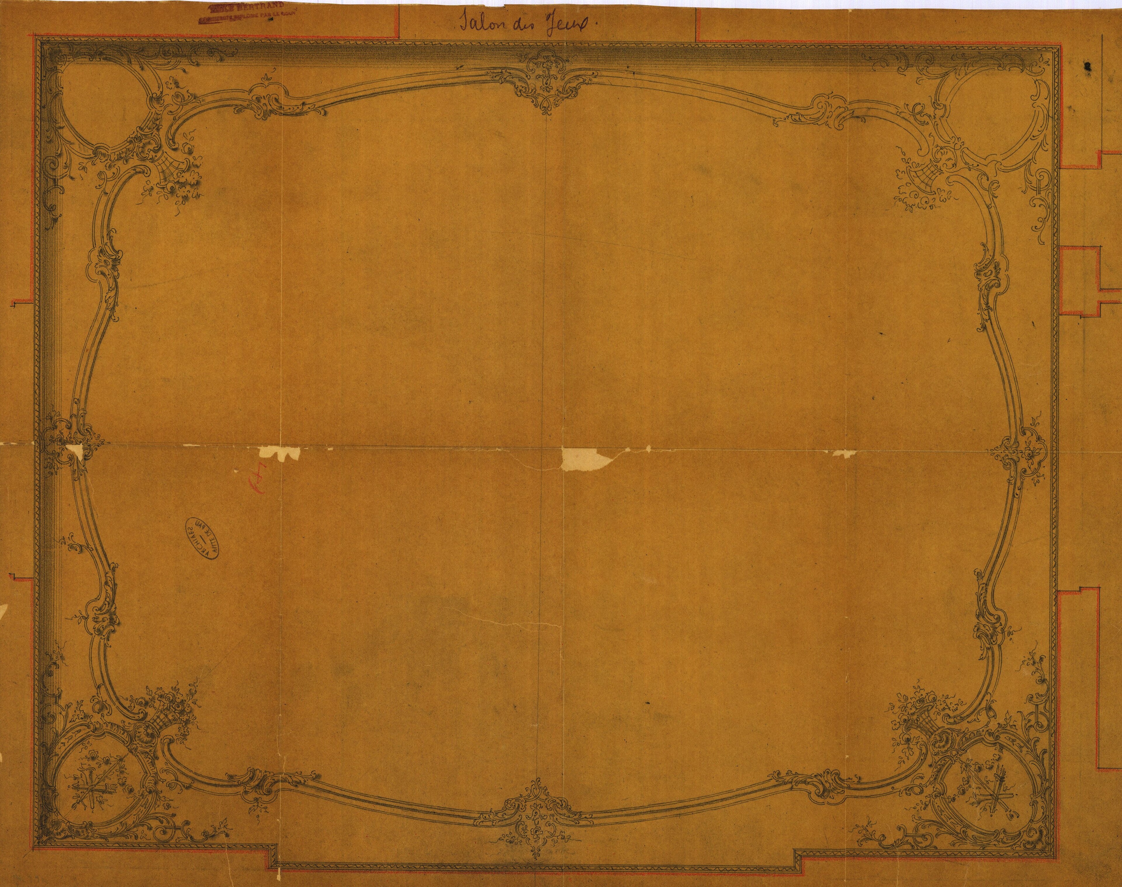 Palais d'Hiver - Dessin du plafond du Salon de jeux (aile ouest) - Bertrand, Emile - btv1b10584732p