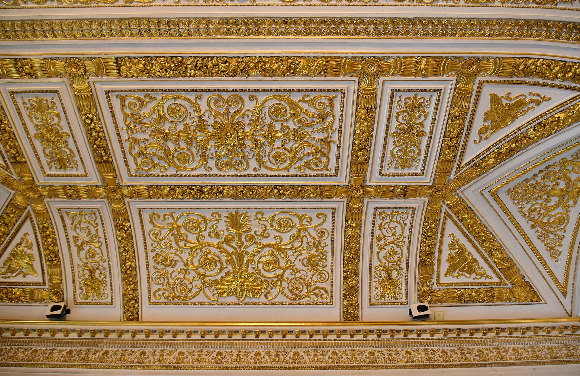 Malachite columns and fireplace