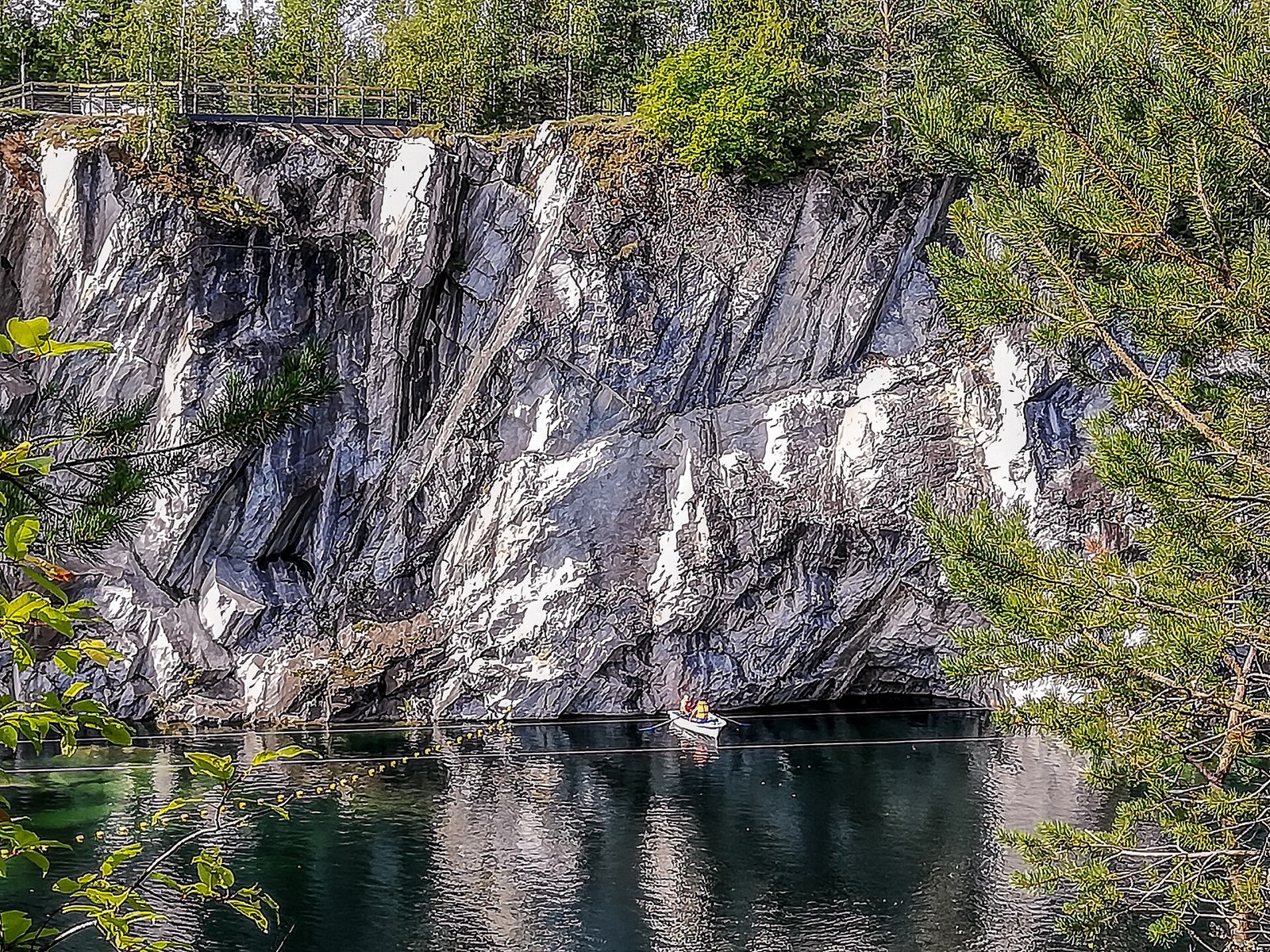 Marble wall of the Ruskeala canyon above the water